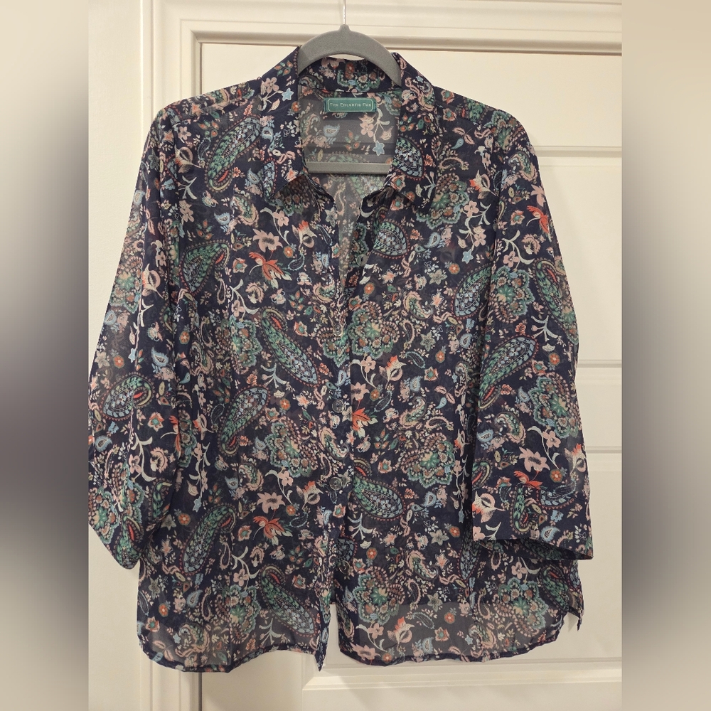 Semi-sheer‎ Paisley Print Blouse